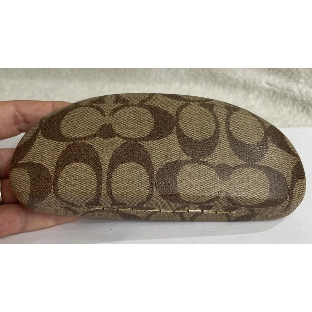 Coach signature C print hard clamshell sunglasses case in brown